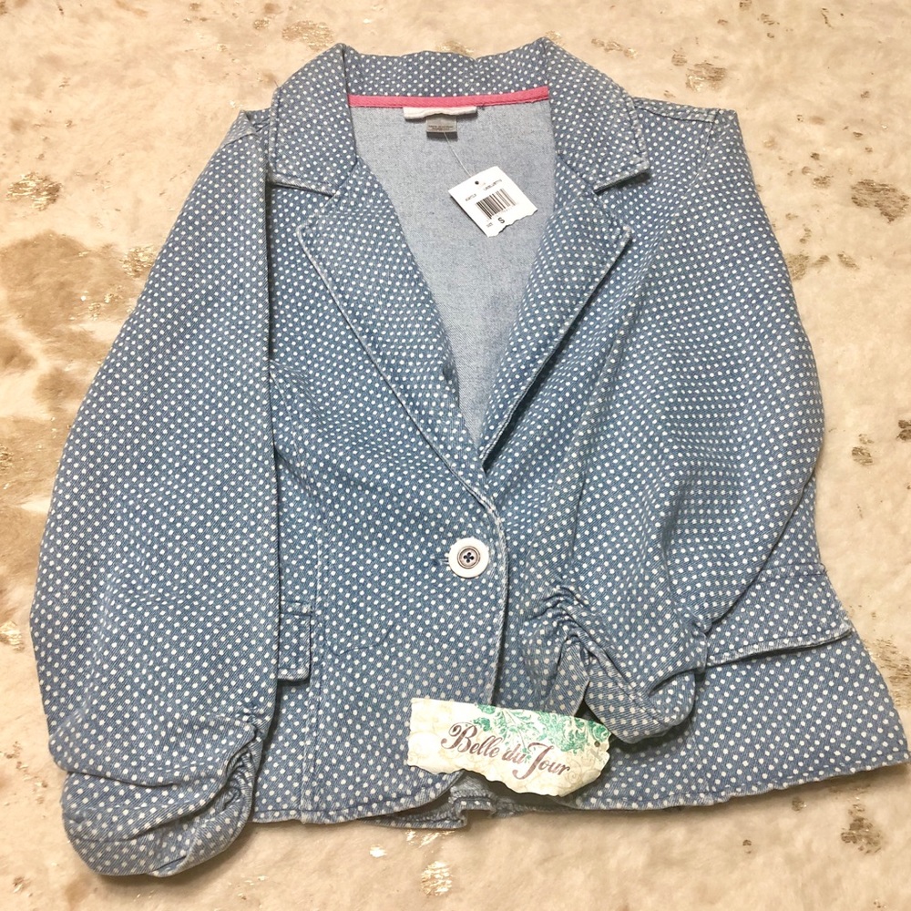 Belle Du Jour | Denim Swiss Dot Blazer